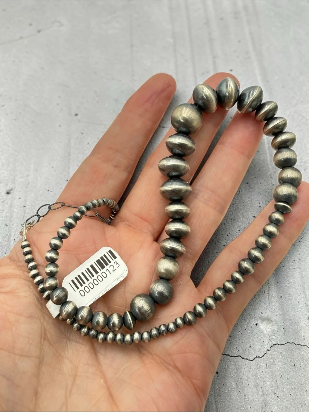 NWT Navajo Pearl Sterling Silver Graduated Bead Necklace 15” + 2” Ext Southwest
